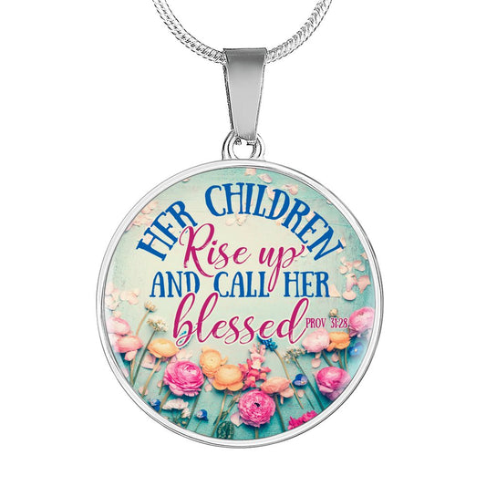 Mom Blessed Circle Necklace Gift for mother from children with custom engraving - I Love Heartstrings