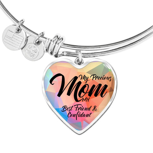 Mom Heart Bracelet Mother's Day gift for Mom from Daughter Heart bracelet engraved Custom Mom gift, Birthday jewelry Heart bracelet keepsake - I Love Heartstrings