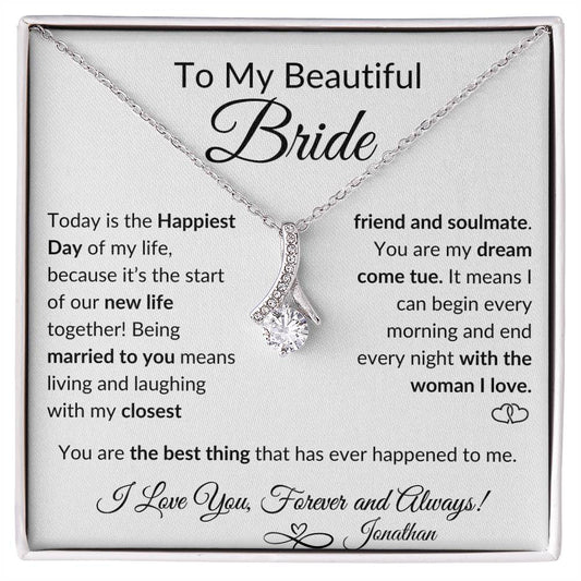 Necklace for My Bride, Wedding present with Message card from Groom - I Love Heartstrings