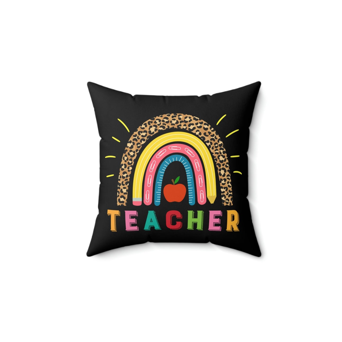 Pillow for teacher, rainbow on black, teacher with rainbow, teacher appreciation, end of school gift, elementary school, gift for teacher - I Love Heartstrings