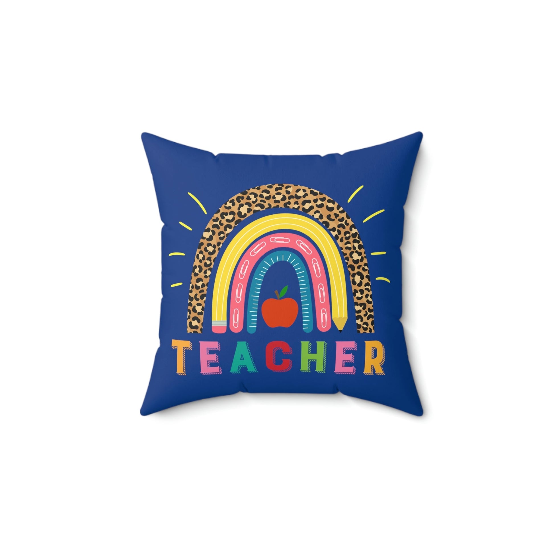 Pillow for teacher, rainbow on blue, teacher with rainbow, teacher appreciation, end of school gift, elementary school, gift for teacher - I Love Heartstrings