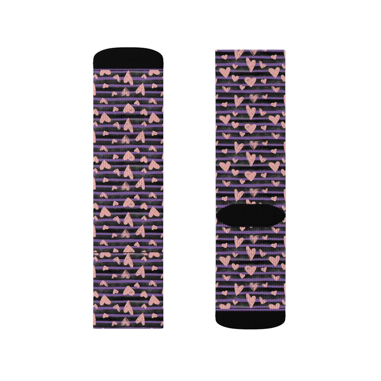 Purple Striped Valentine Socks - I Love Heartstrings