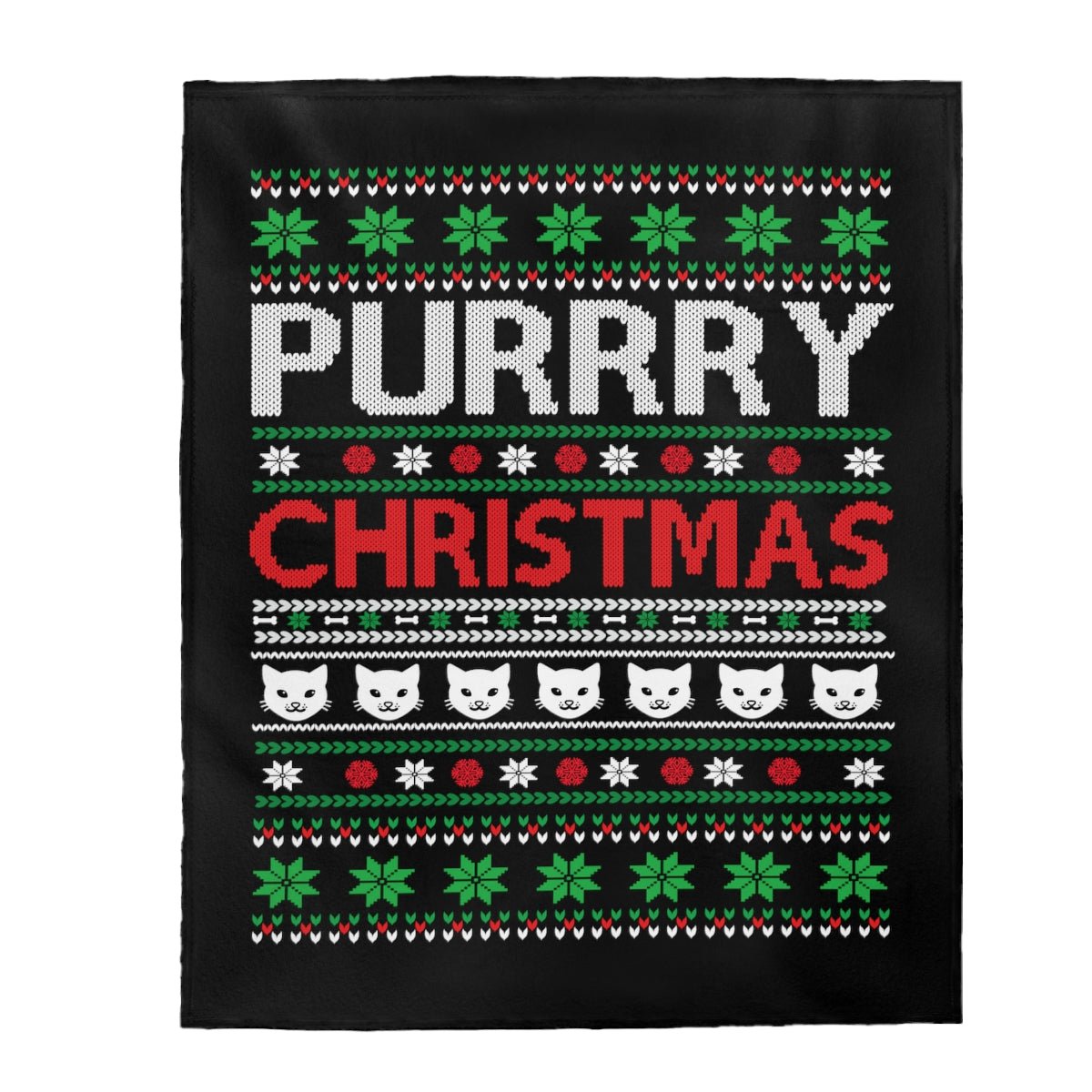 Purrry Christmas Cat Lover Velveteen Plush Blanket - I Love Heartstrings