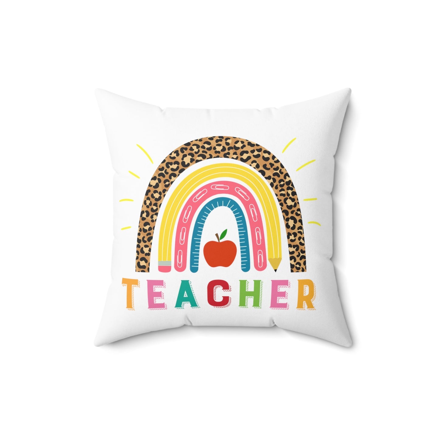 Rainbow Pillow for teacher, on white, teacher appreciation, end of school gift, elementary school, gift for teacher - I Love Heartstrings