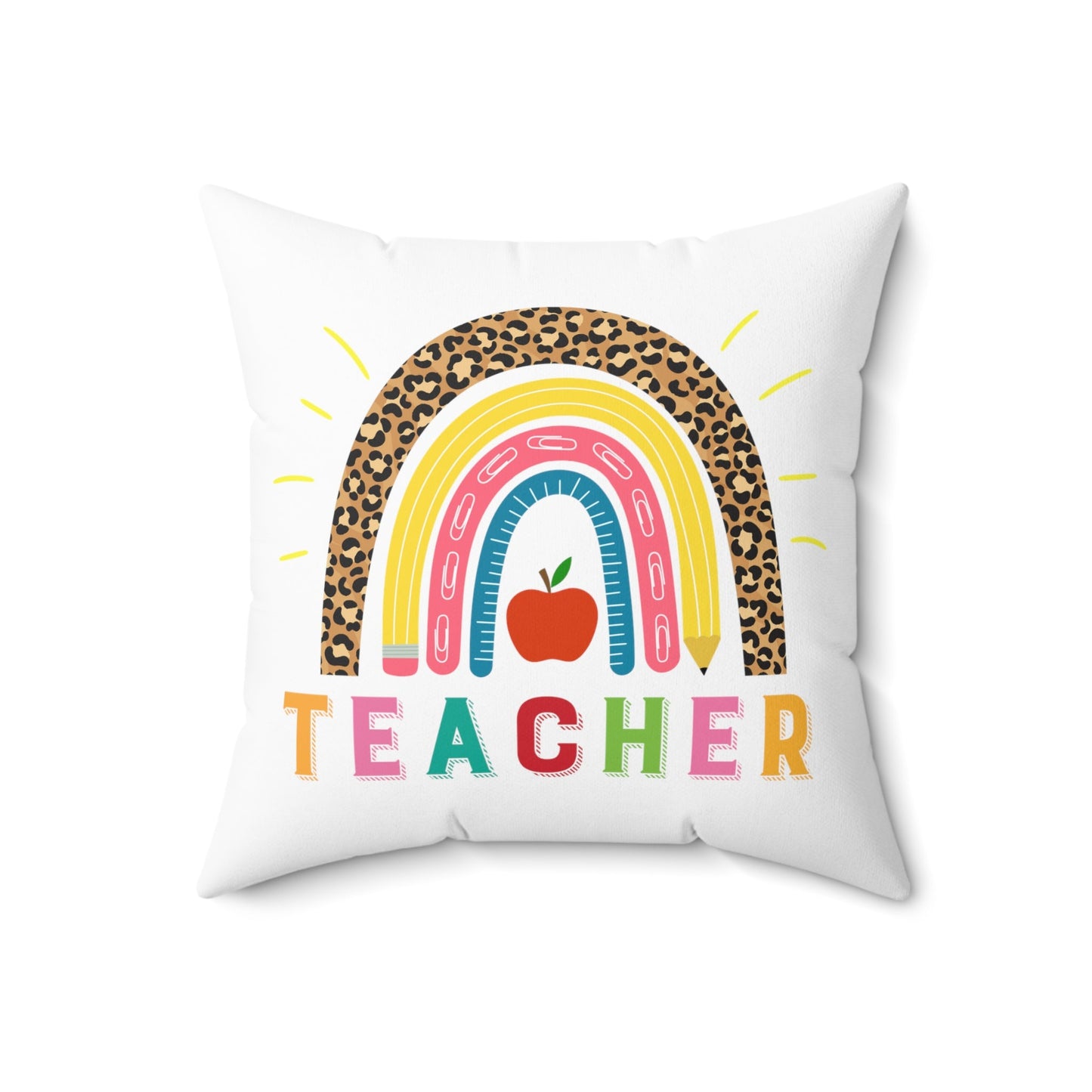 Rainbow Pillow for teacher, on white, teacher appreciation, end of school gift, elementary school, gift for teacher - I Love Heartstrings