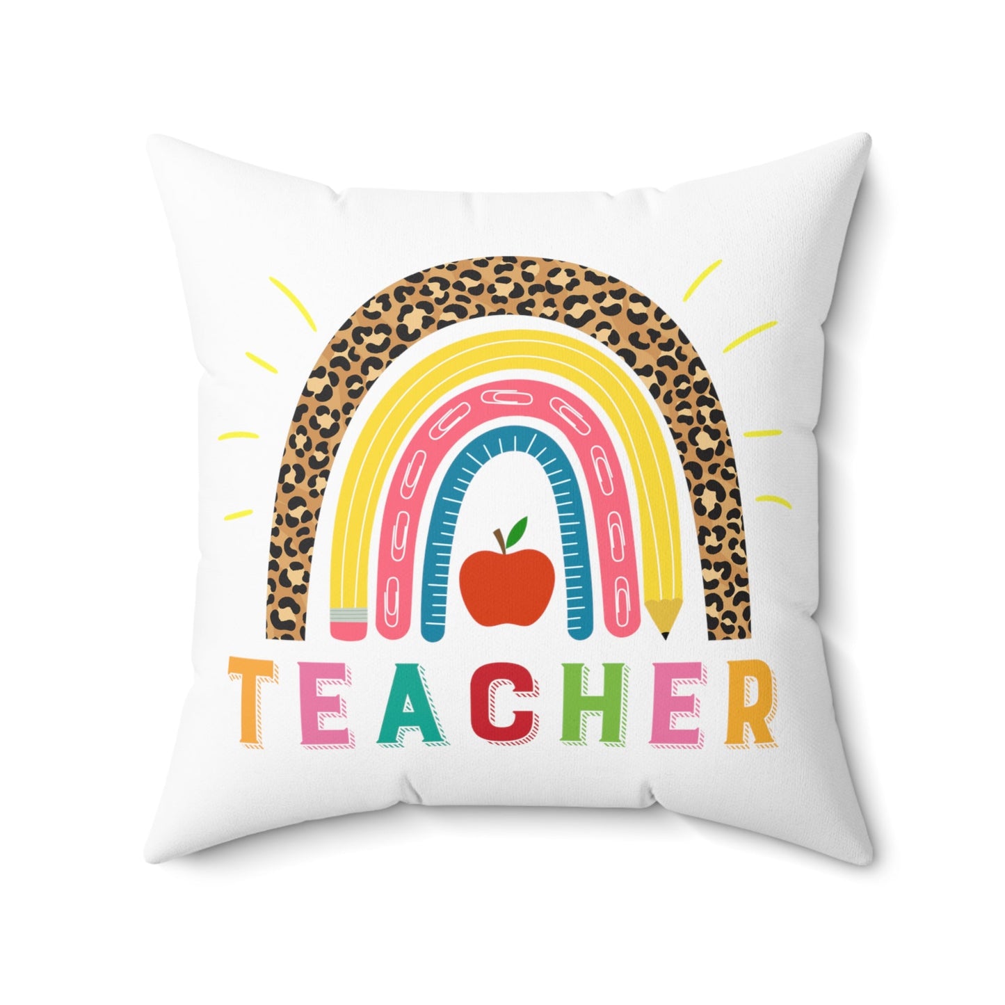 Rainbow Pillow for teacher, on white, teacher appreciation, end of school gift, elementary school, gift for teacher - I Love Heartstrings