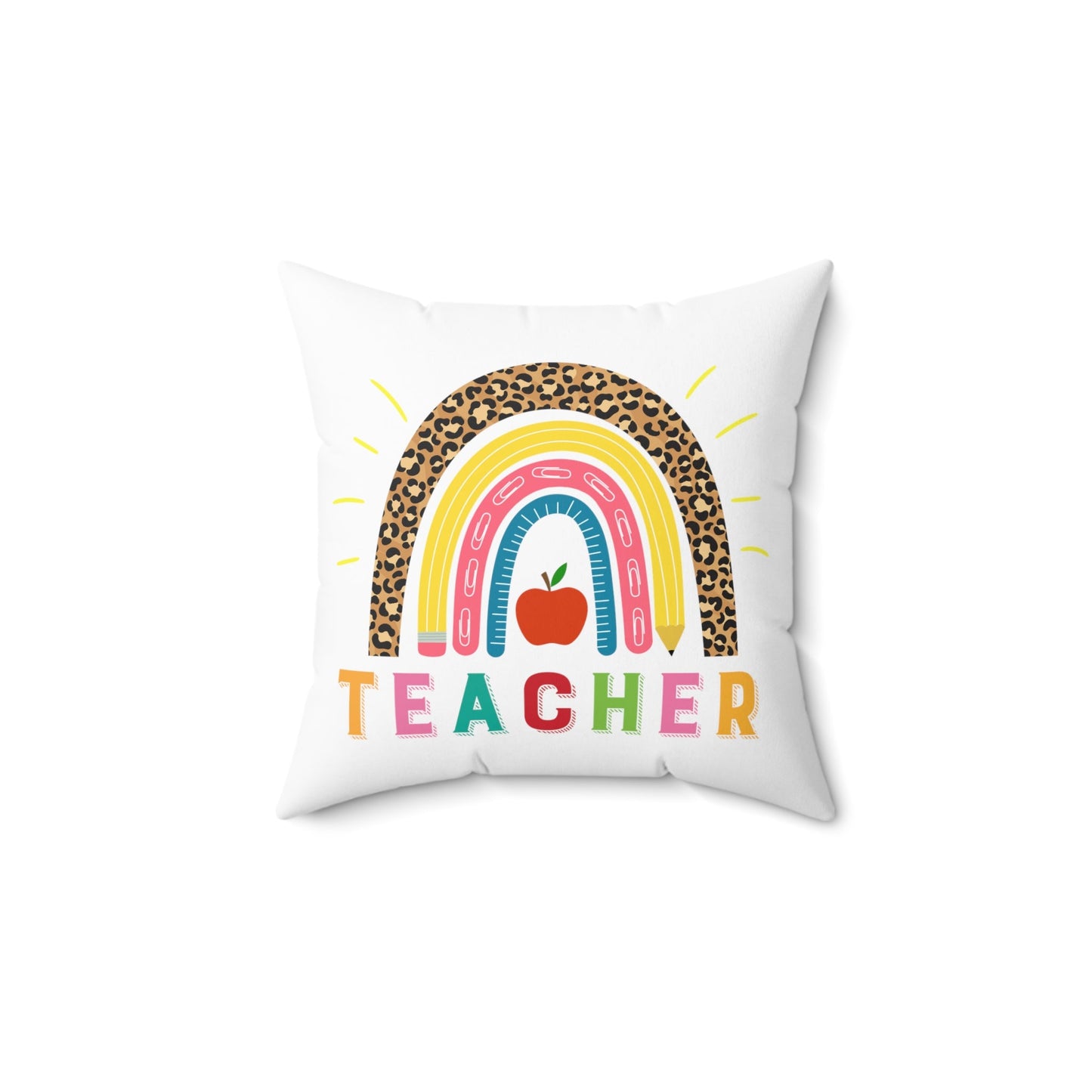 Rainbow Pillow for teacher, on white, teacher appreciation, end of school gift, elementary school, gift for teacher - I Love Heartstrings