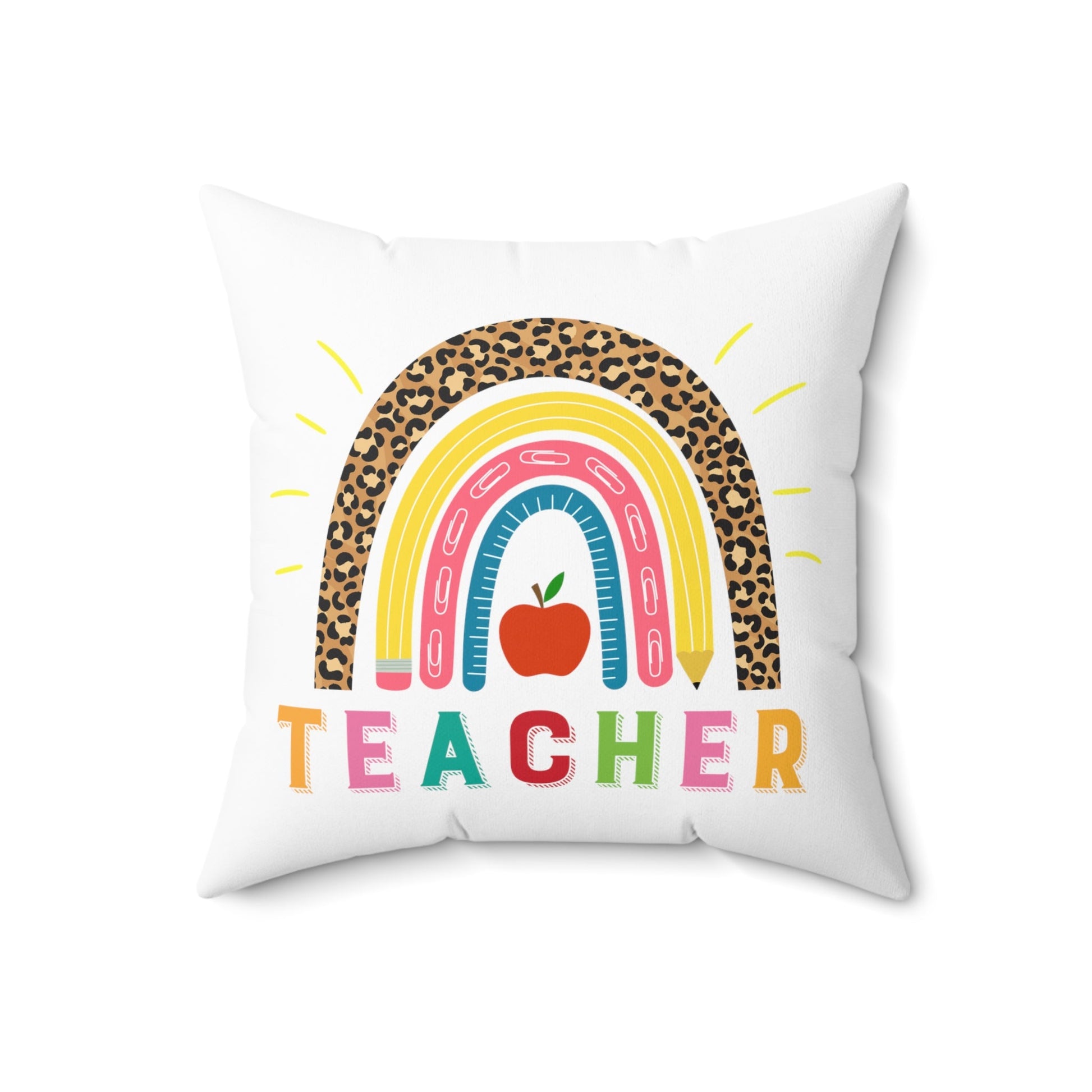 Rainbow Pillow for teacher, on white, teacher appreciation, end of school gift, elementary school, gift for teacher - I Love Heartstrings