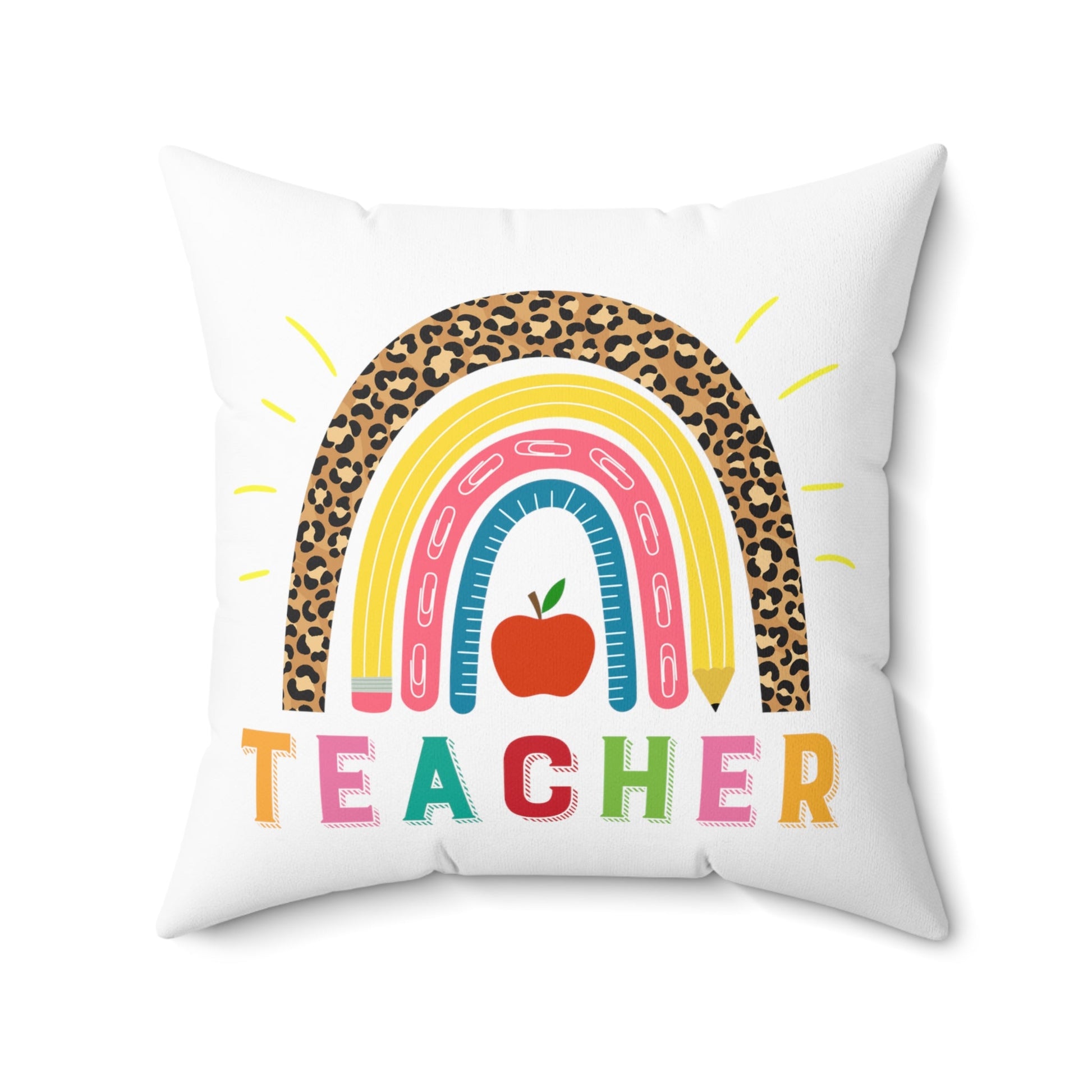 Rainbow Pillow for teacher, on white, teacher appreciation, end of school gift, elementary school, gift for teacher - I Love Heartstrings