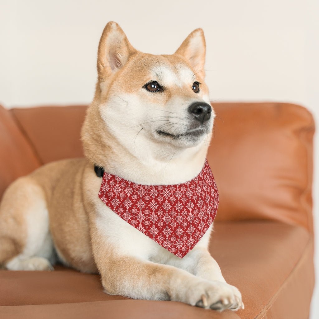 Red Holiday Pet Bandana Collar - I Love Heartstrings