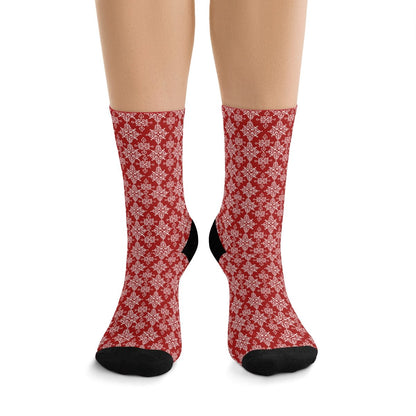 Red Holiday Snowflake Socks - I Love Heartstrings