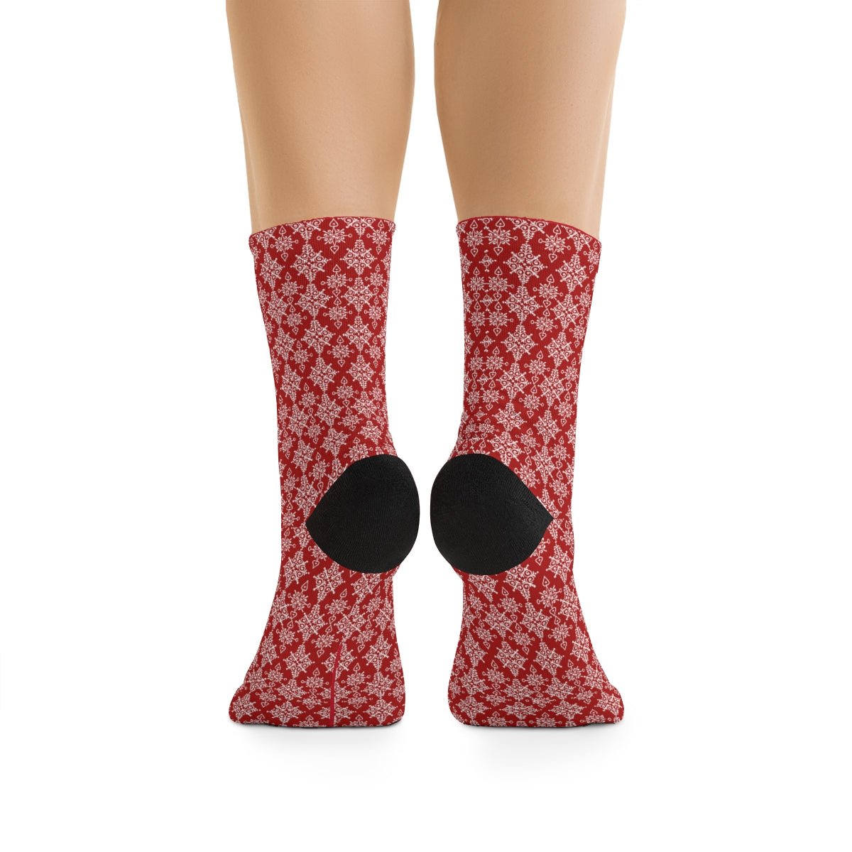 Red Holiday Snowflake Socks - I Love Heartstrings