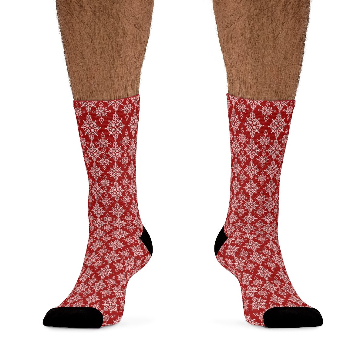 Red Holiday Snowflake Socks - I Love Heartstrings