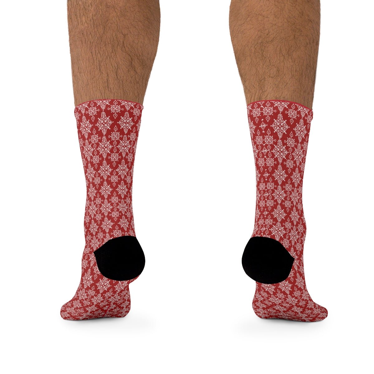 Red Holiday Snowflake Socks - I Love Heartstrings