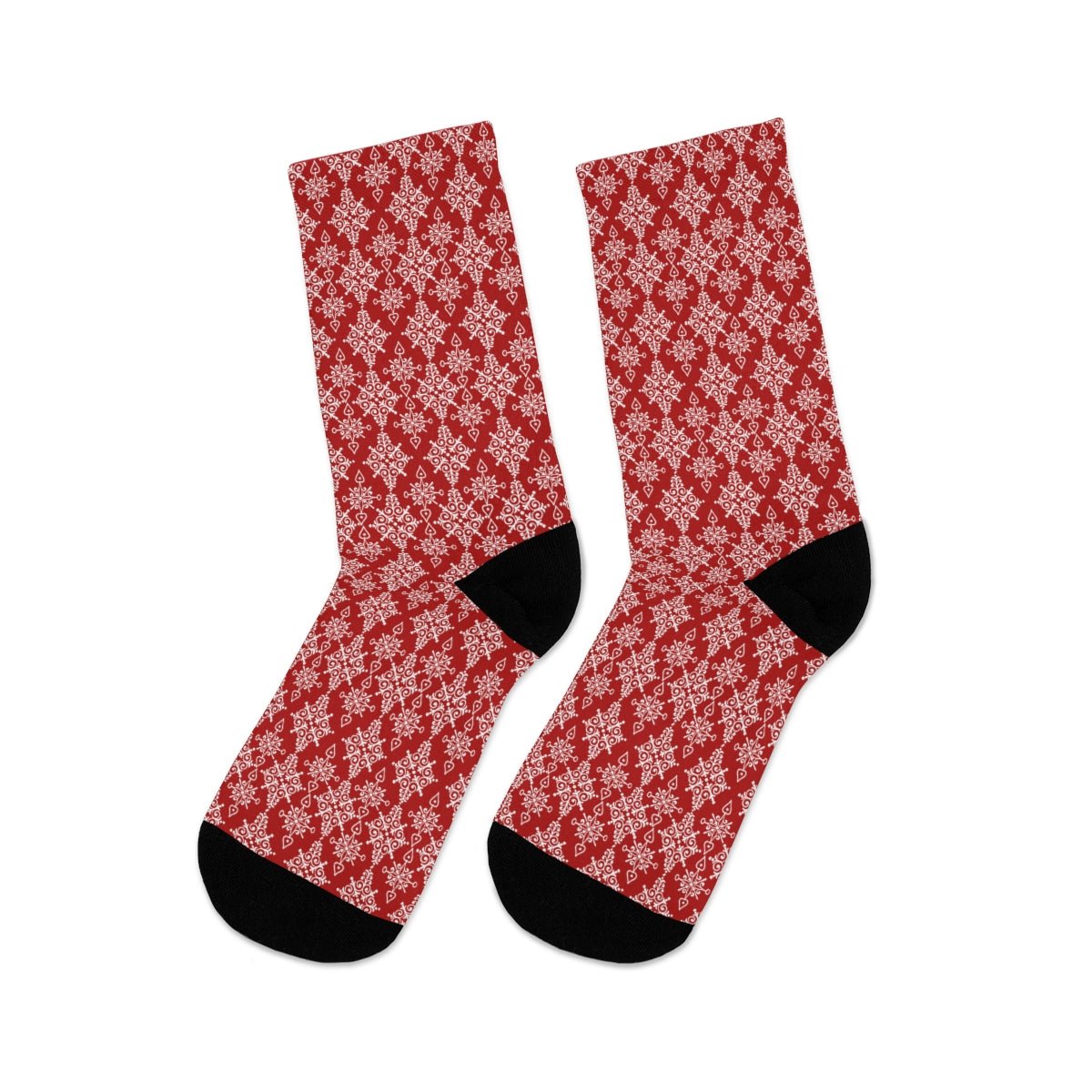 Red Holiday Snowflake Socks - I Love Heartstrings