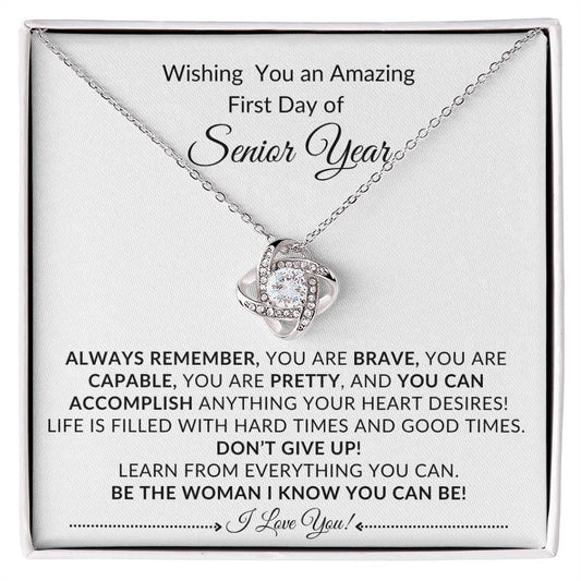 Senior Year Back to School Necklace Don't Give Up Love Knot Necklace with Message card gift - I Love Heartstrings