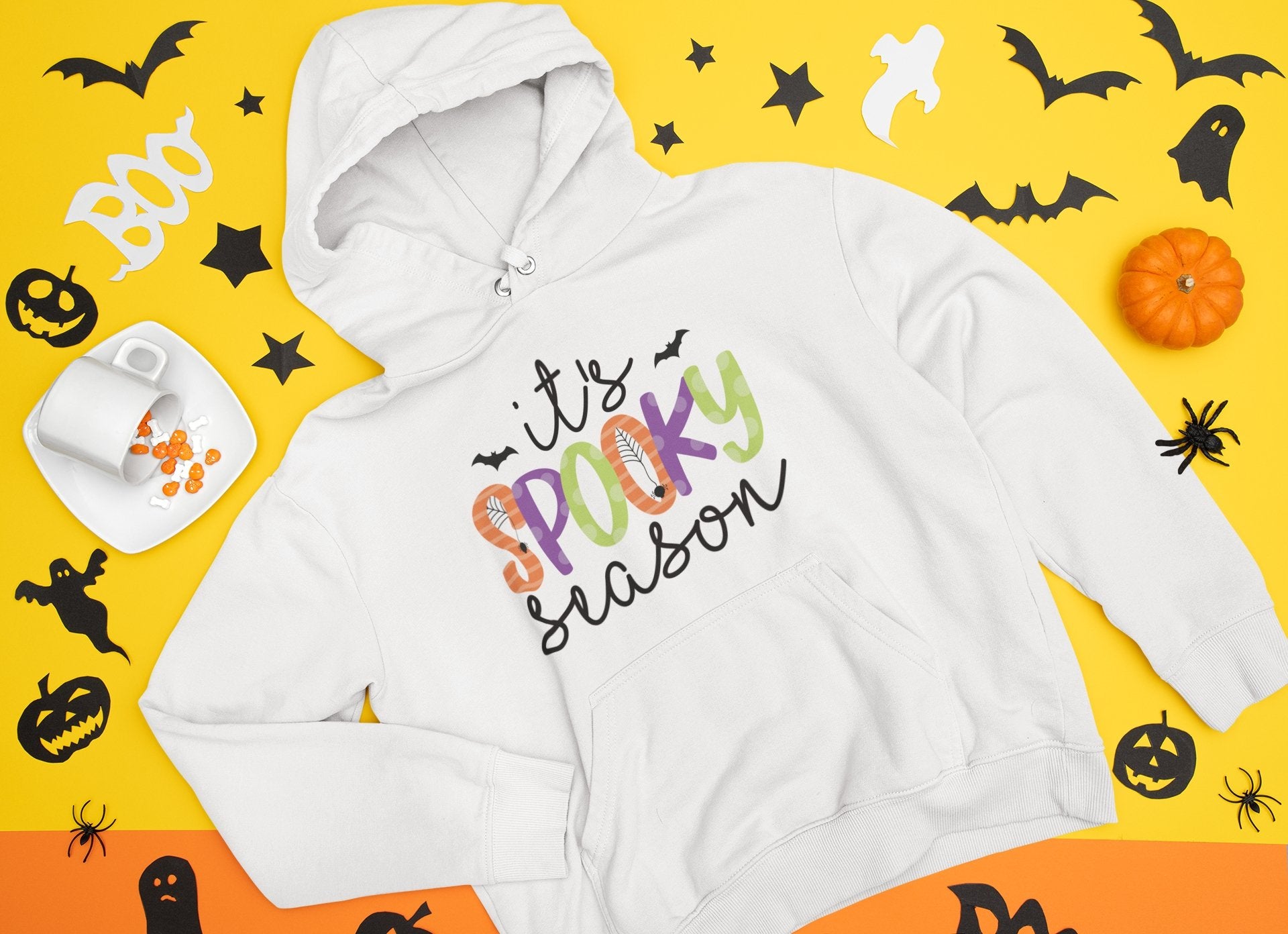 Spooky Season Halloween Men Women Unisex Fleece Pullover Hoodie Matching sweatshirts white or gray - I Love Heartstrings