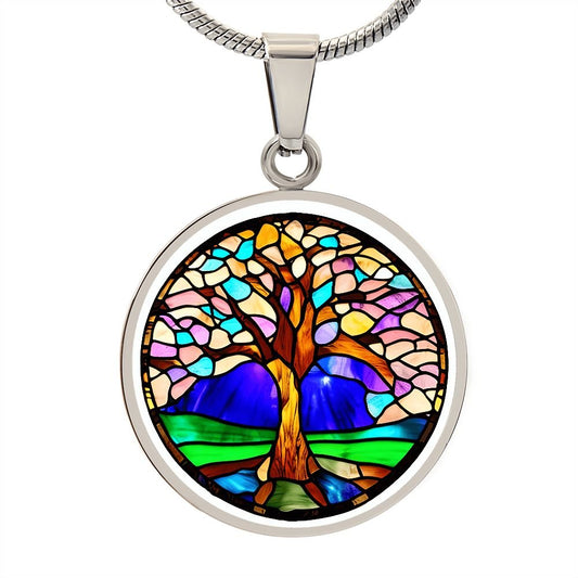 Stained Glass Tree of Life pendant necklace Gift for Women, Grandmother, Mother jewelry - I Love Heartstrings