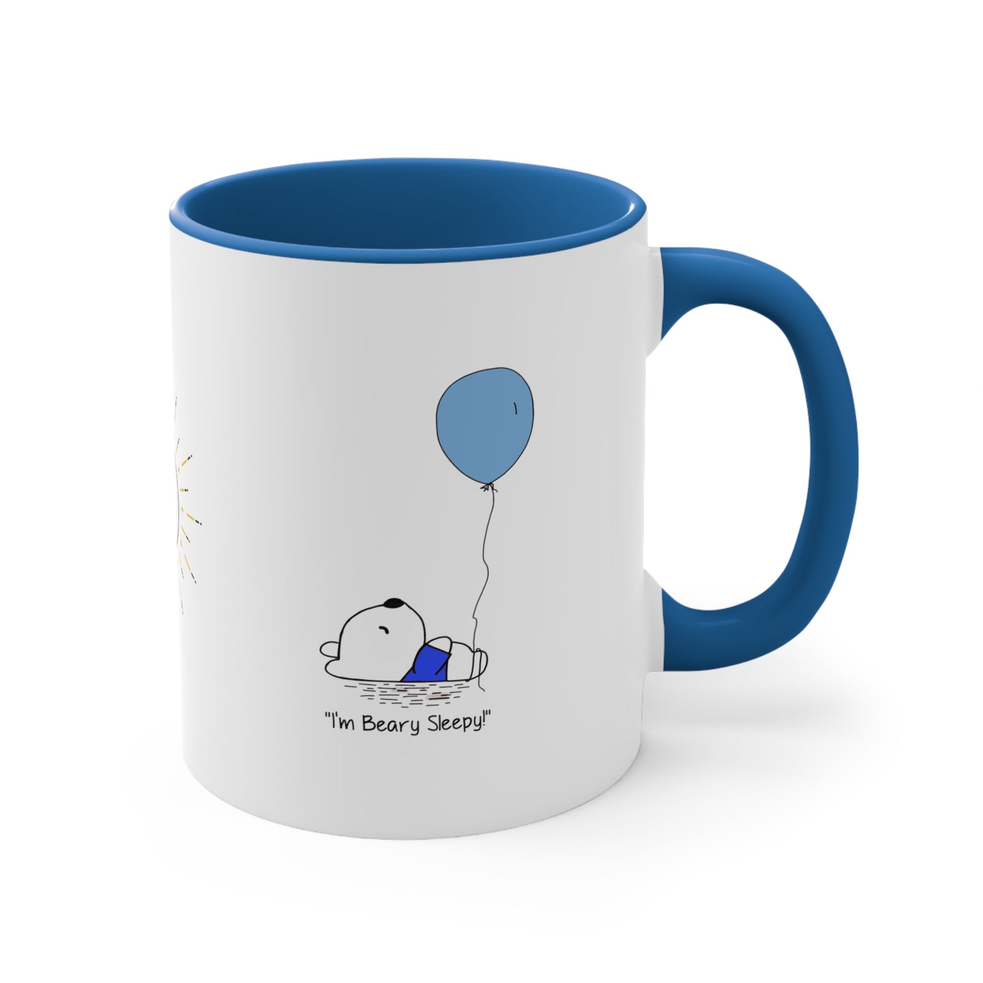 Teddy Bear Mug, Boy Bear with balloon, I'm Beary Sleepy Birthday Coffee cup, The perfect gift, Adorable sleeping bear cub - I Love Heartstrings