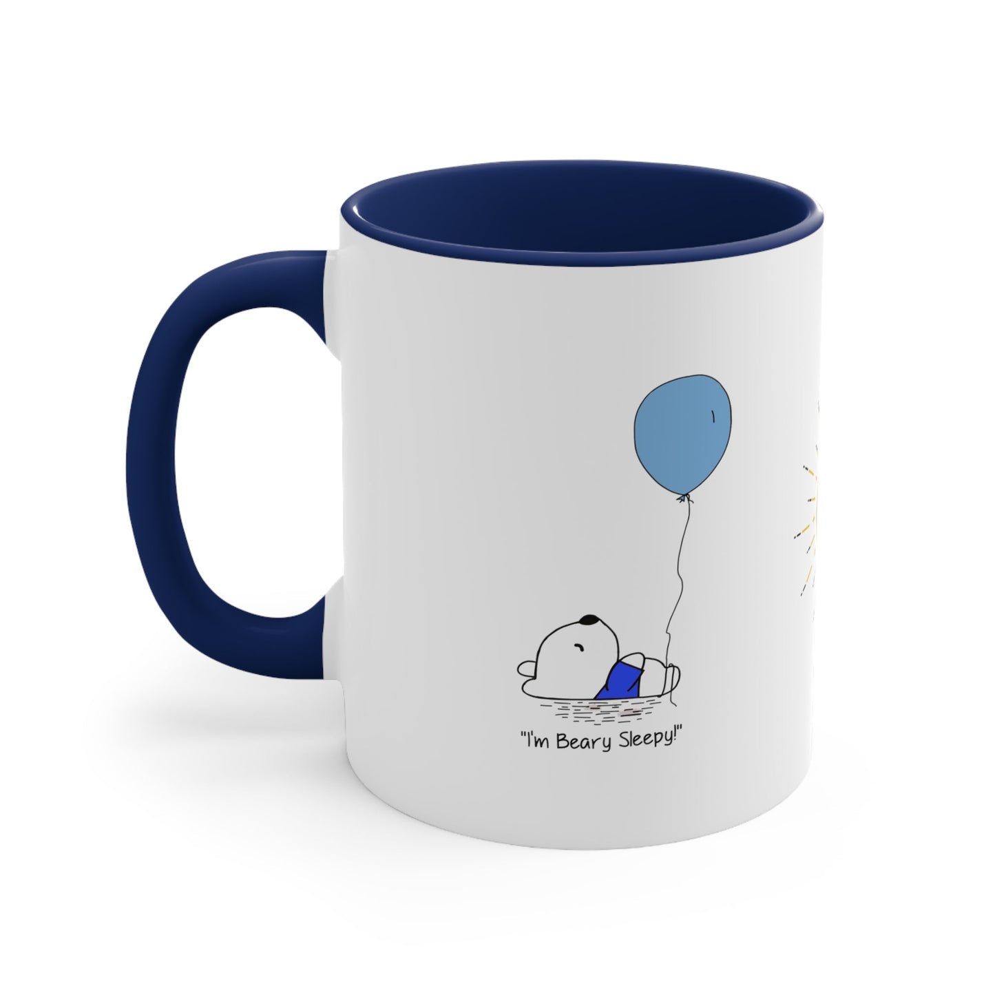 Teddy Bear Mug, Boy Bear with balloon, I'm Beary Sleepy Birthday Coffee cup, The perfect gift, Adorable sleeping bear cub - I Love Heartstrings