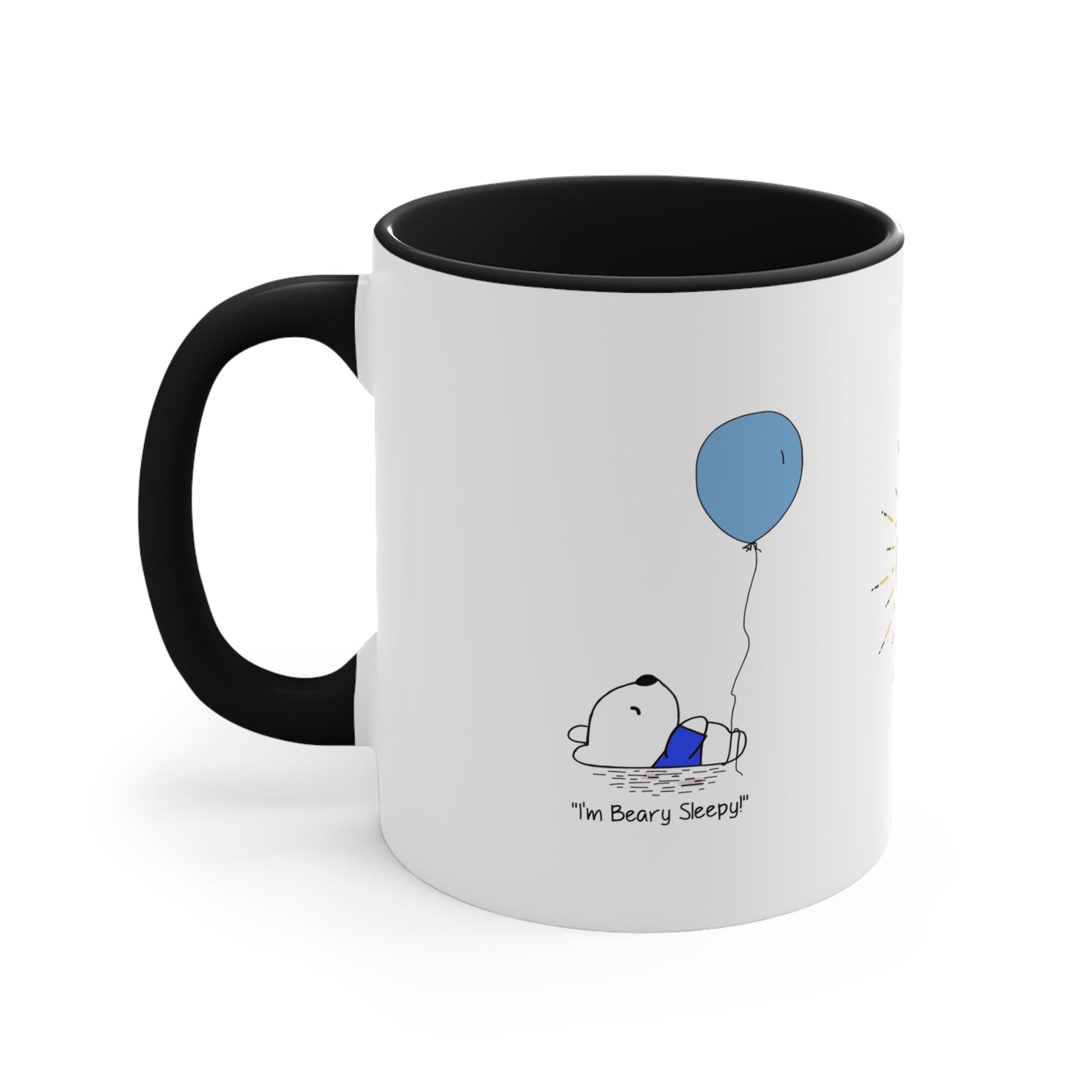 Teddy Bear Mug, Boy Bear with balloon, I'm Beary Sleepy Birthday Coffee cup, The perfect gift, Adorable sleeping bear cub - I Love Heartstrings