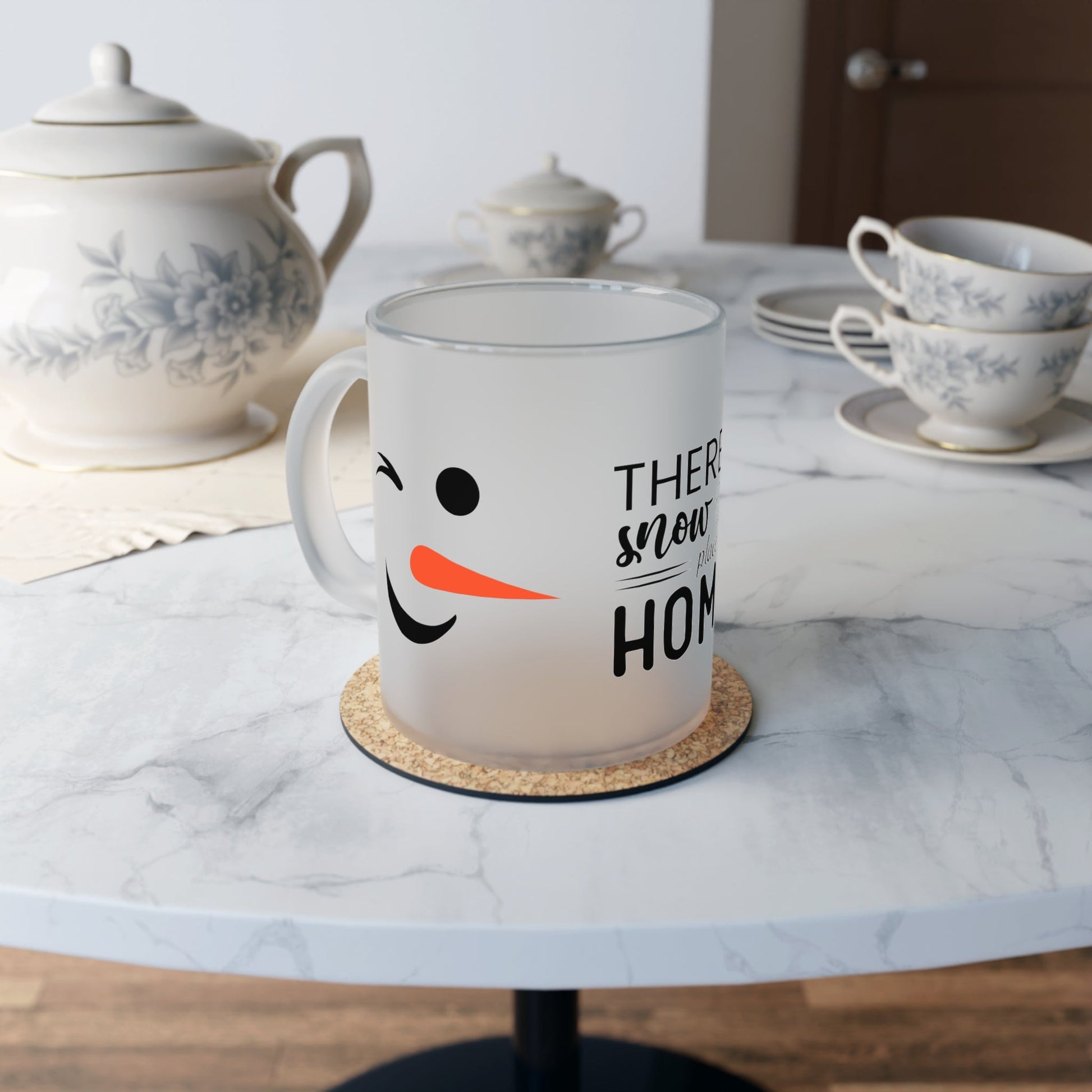 There's Snow Place Like Home Snowman Frosted Glass Mug - I Love Heartstrings