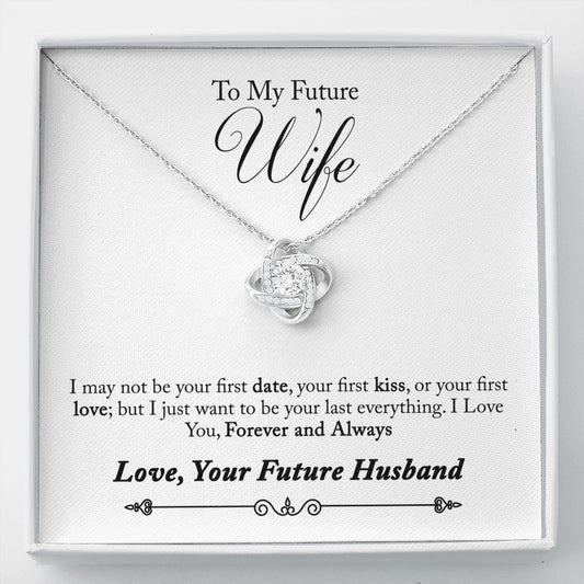 To Future Wife Love Knot Necklace Engagement Cubic zirconia jewelry present for her - I Love Heartstrings