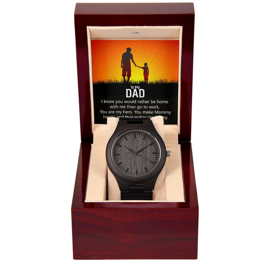 To My Dad Wooden Watch with Mahogany Box, Gift from Daughter to Dad, Fathers Day, Birthday present , You are my hero, I Love You, Keepsake Timepiece - I Love Heartstrings