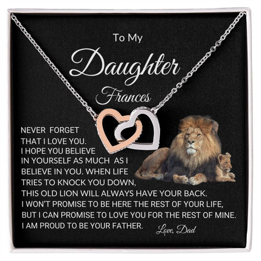 To My Daughter Heart Necklace with Personalized Message Card - I Love Heartstrings