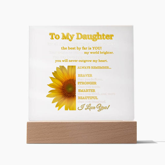 To My Daughter Plaque, Nightlight for Daughter, Moving gift, Lighted Acrylic Display, LED Plaque, Inspirational Quote - I Love Heartstrings