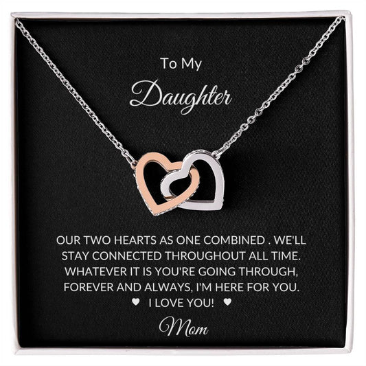 To My Daughter Two Hearts Necklace from Mom - I Love Heartstrings