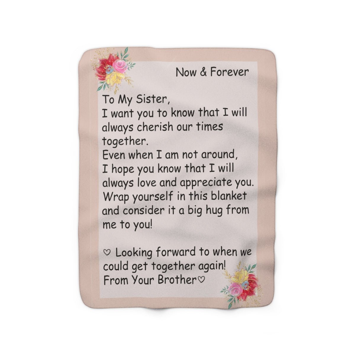 To Sister from Brother Blanket Stationary Sister Gift blanket Letter blanket to sister Sherpa Fleece Blanket - I Love Heartstrings