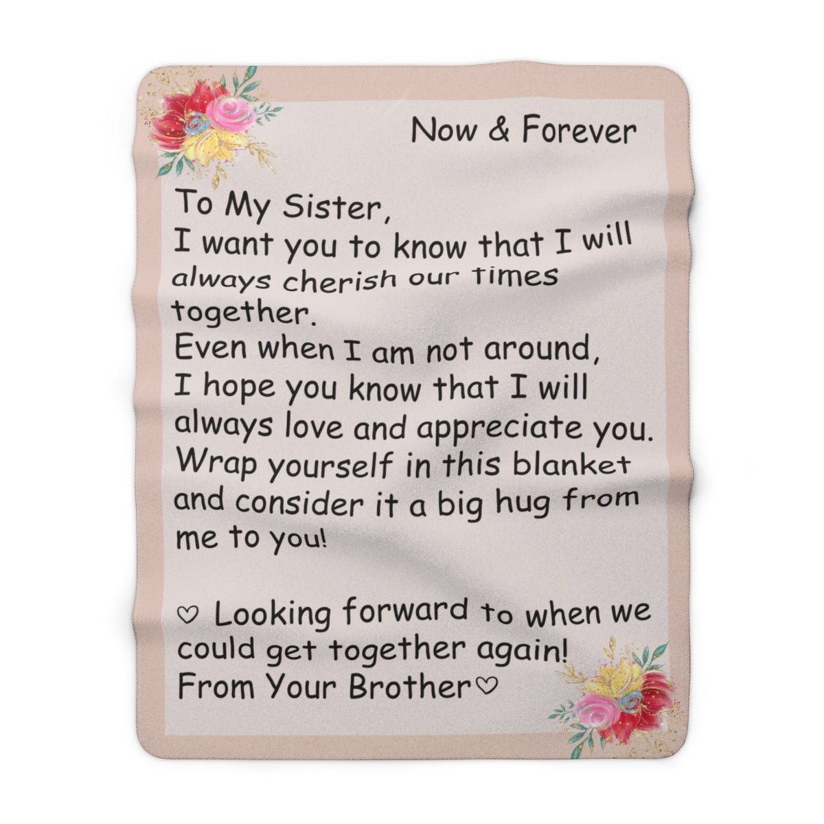 To Sister from Brother Blanket Stationary Sister Gift blanket Letter blanket to sister Sherpa Fleece Blanket - I Love Heartstrings