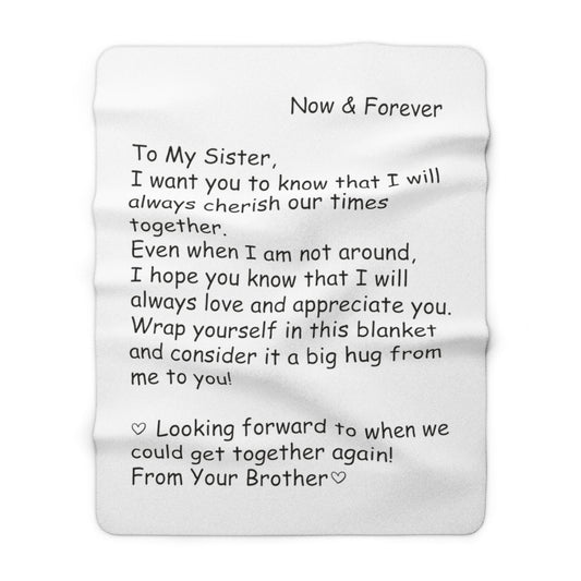 To Sister from Brother White Blanket Sister Gift blanket Letter blanket to sister Sherpa Fleece Throw Blanket - I Love Heartstrings