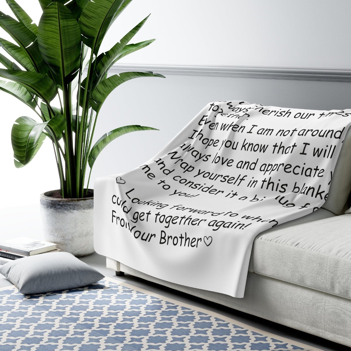 To Sister from Brother White Blanket Sister Gift blanket Letter blanket to sister Sherpa Fleece Throw Blanket - I Love Heartstrings