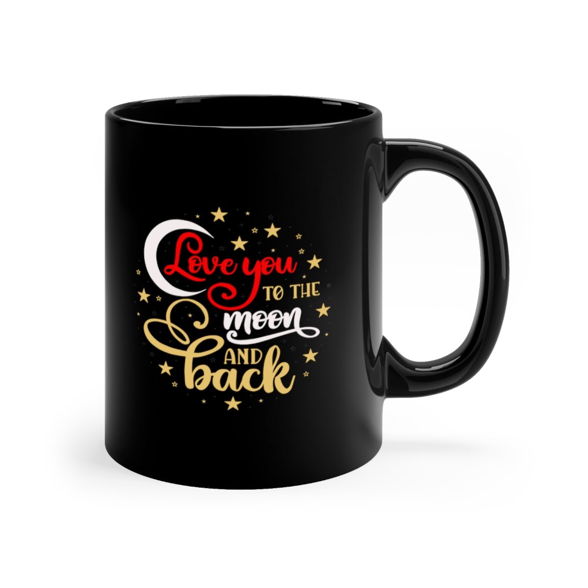 To The Moon and Back 11 oz. Black Mug - I Love Heartstrings