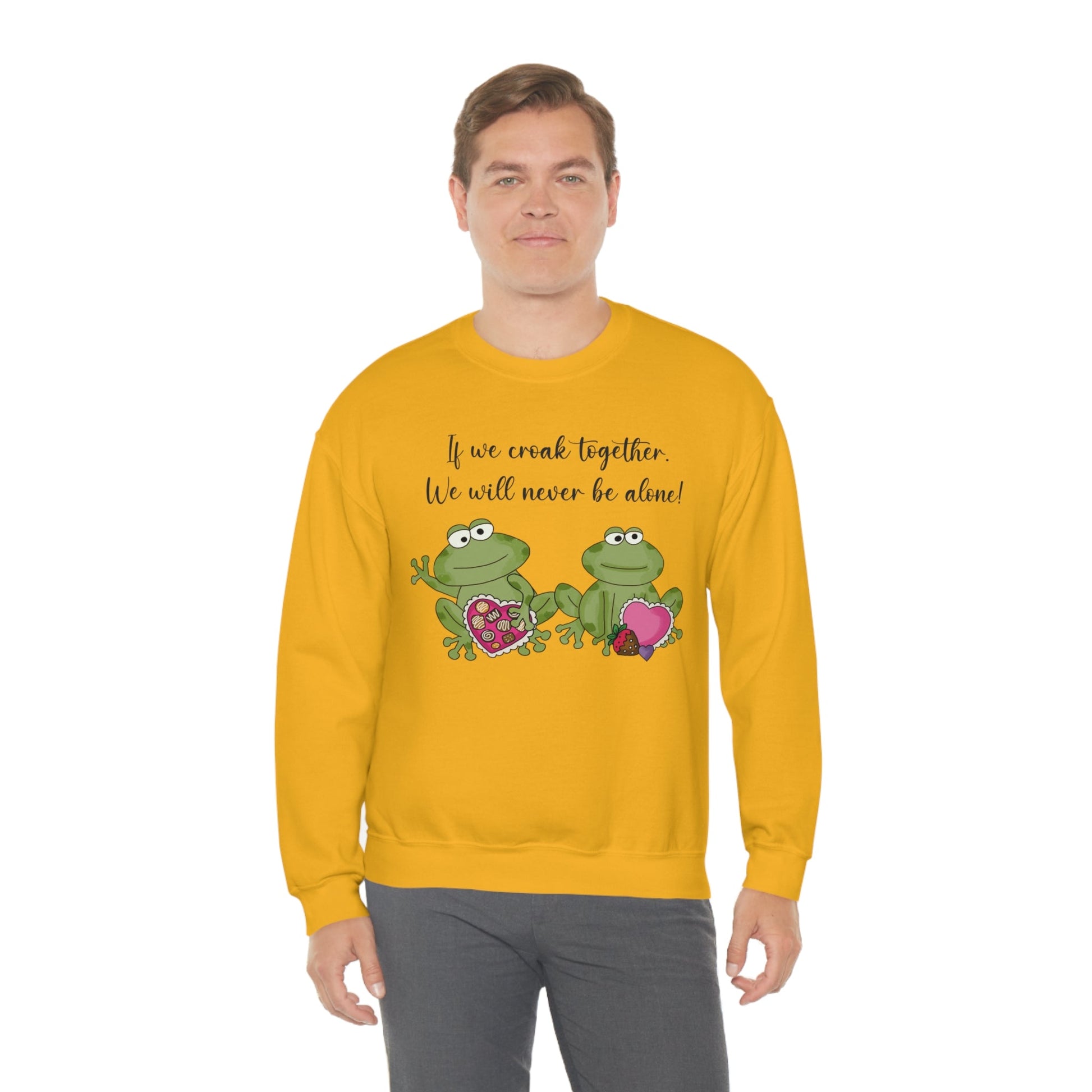 Valentine's Day Croaking Frogs Forever Love Crewneck Sweatshirt Funny Gift for wife Couple Sweatshirt - I Love Heartstrings