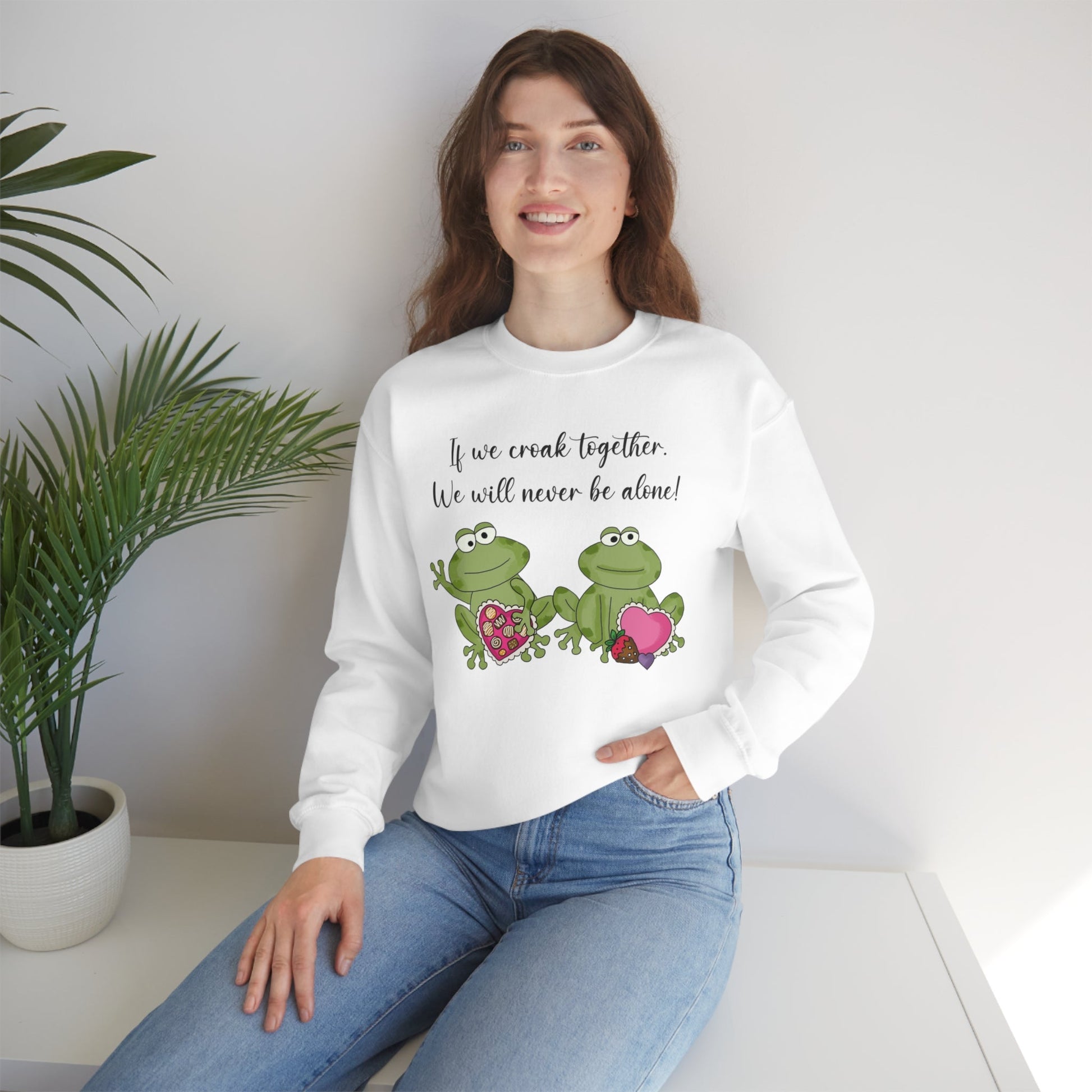 Valentine's Day Croaking Frogs Forever Love Crewneck Sweatshirt Funny Gift for wife Couple Sweatshirt - I Love Heartstrings