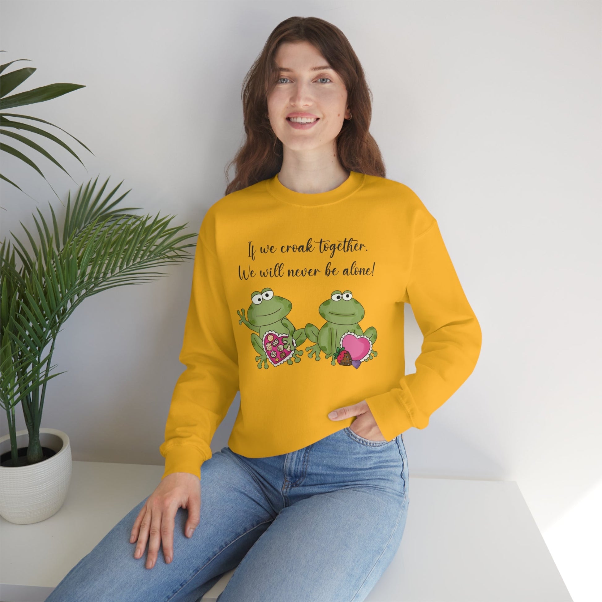 Valentine's Day Croaking Frogs Forever Love Crewneck Sweatshirt Funny Gift for wife Couple Sweatshirt - I Love Heartstrings