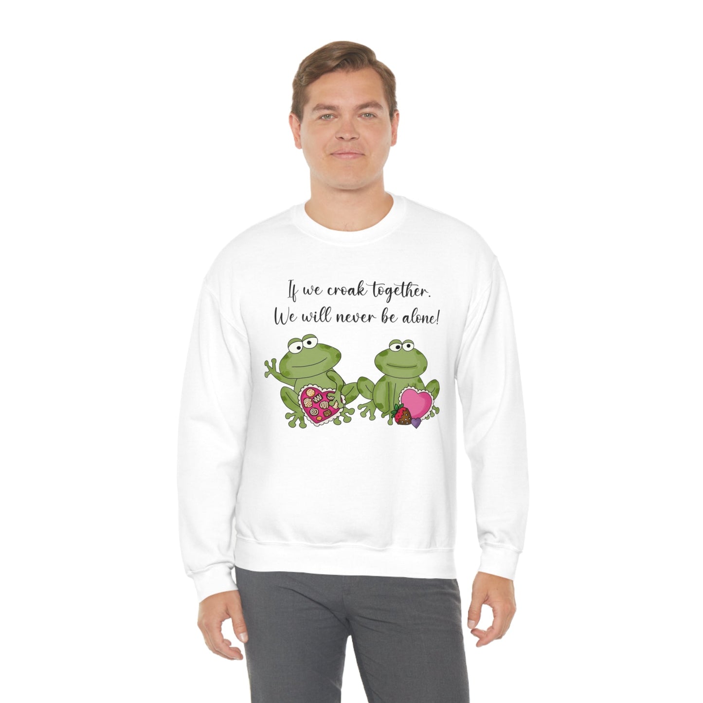 Valentine's Day Croaking Frogs Forever Love Crewneck Sweatshirt Funny Gift for wife Couple Sweatshirt - I Love Heartstrings