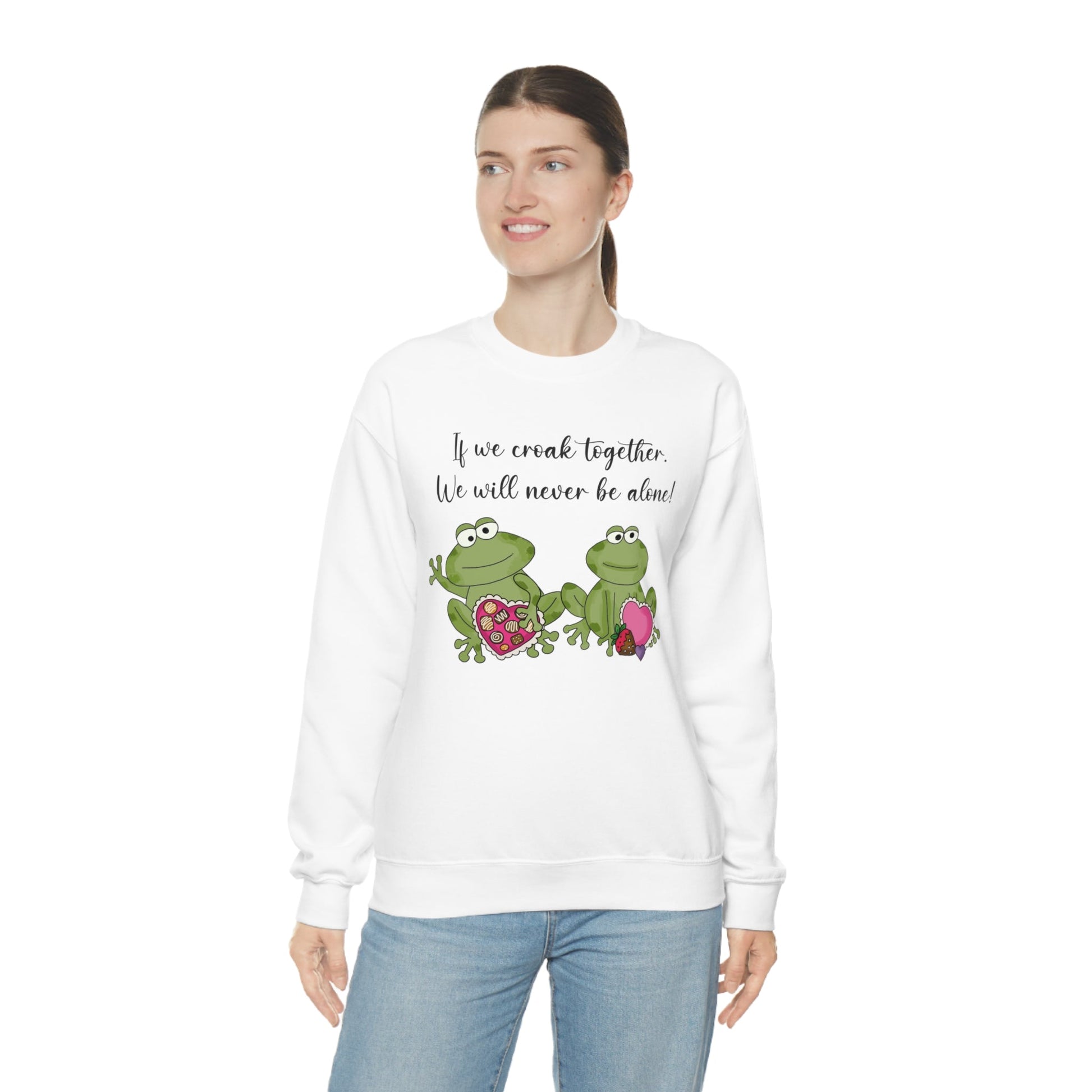 Valentine's Day Croaking Frogs Forever Love Crewneck Sweatshirt Funny Gift for wife Couple Sweatshirt - I Love Heartstrings