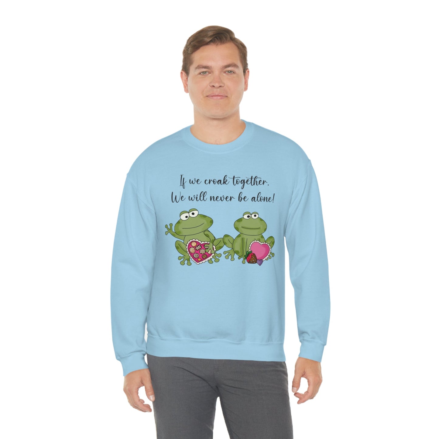 Valentine's Day Croaking Frogs Forever Love Crewneck Sweatshirt Funny Gift for wife Couple Sweatshirt - I Love Heartstrings