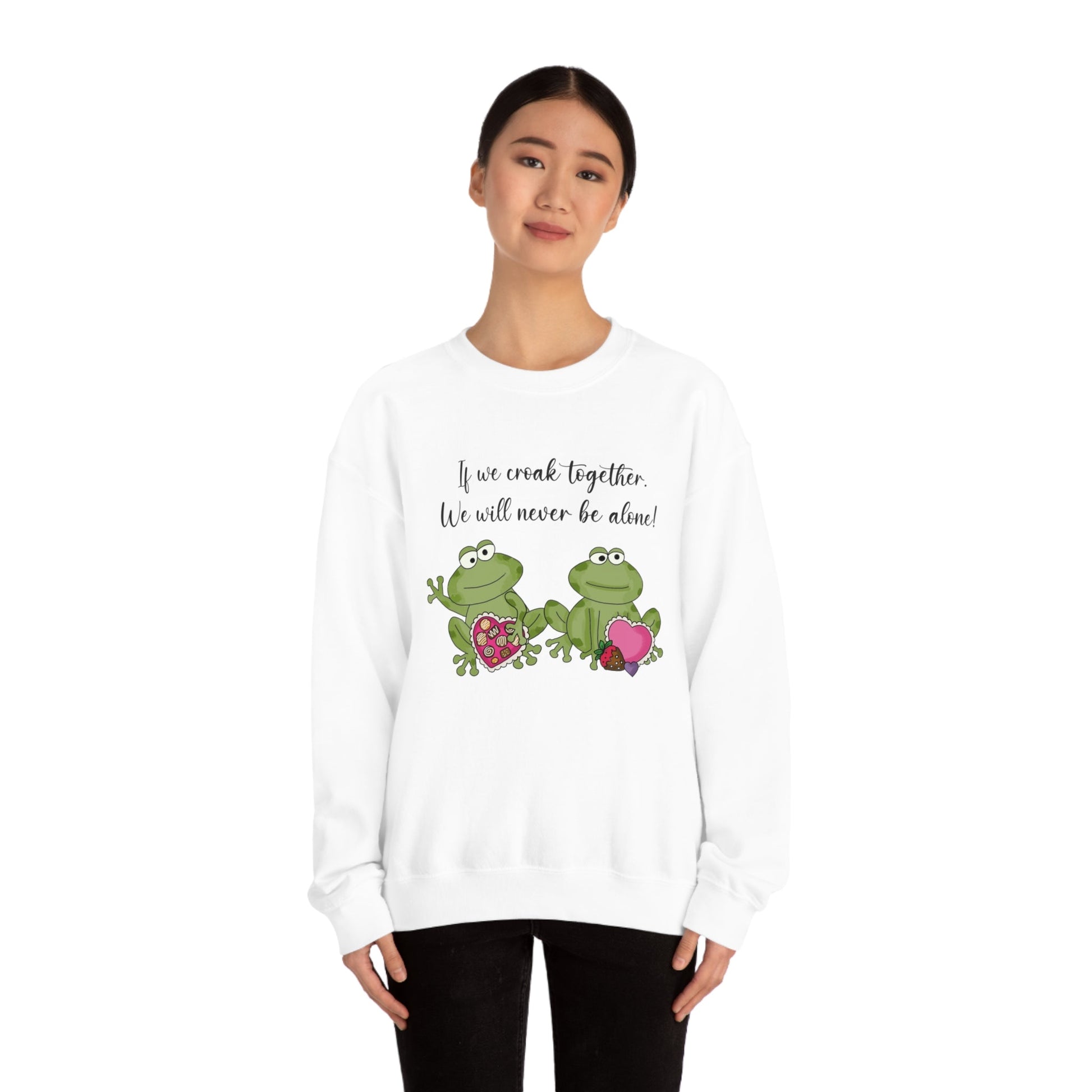 Valentine's Day Croaking Frogs Forever Love Crewneck Sweatshirt Funny Gift for wife Couple Sweatshirt - I Love Heartstrings