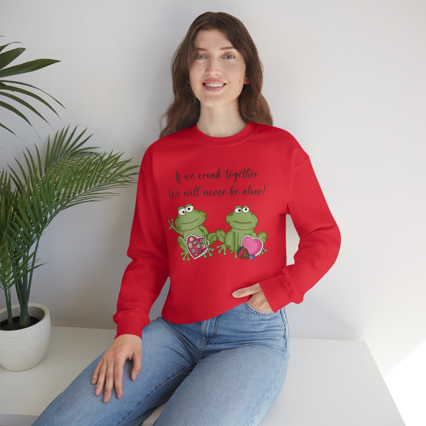 Valentine's Day Croaking Frogs Forever Love Crewneck Sweatshirt Funny Gift for wife Couple Sweatshirt - I Love Heartstrings