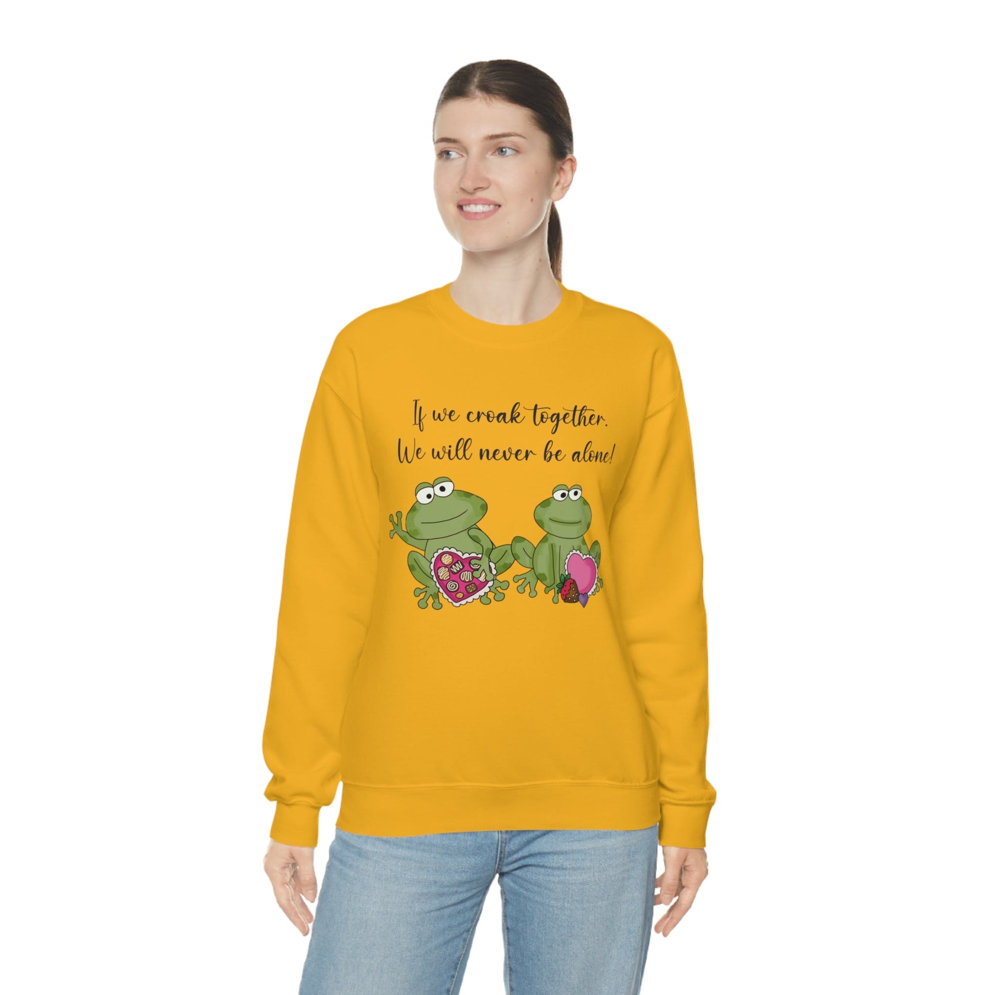 Valentine's Day Croaking Frogs Forever Love Crewneck Sweatshirt Funny Gift for wife Couple Sweatshirt - I Love Heartstrings