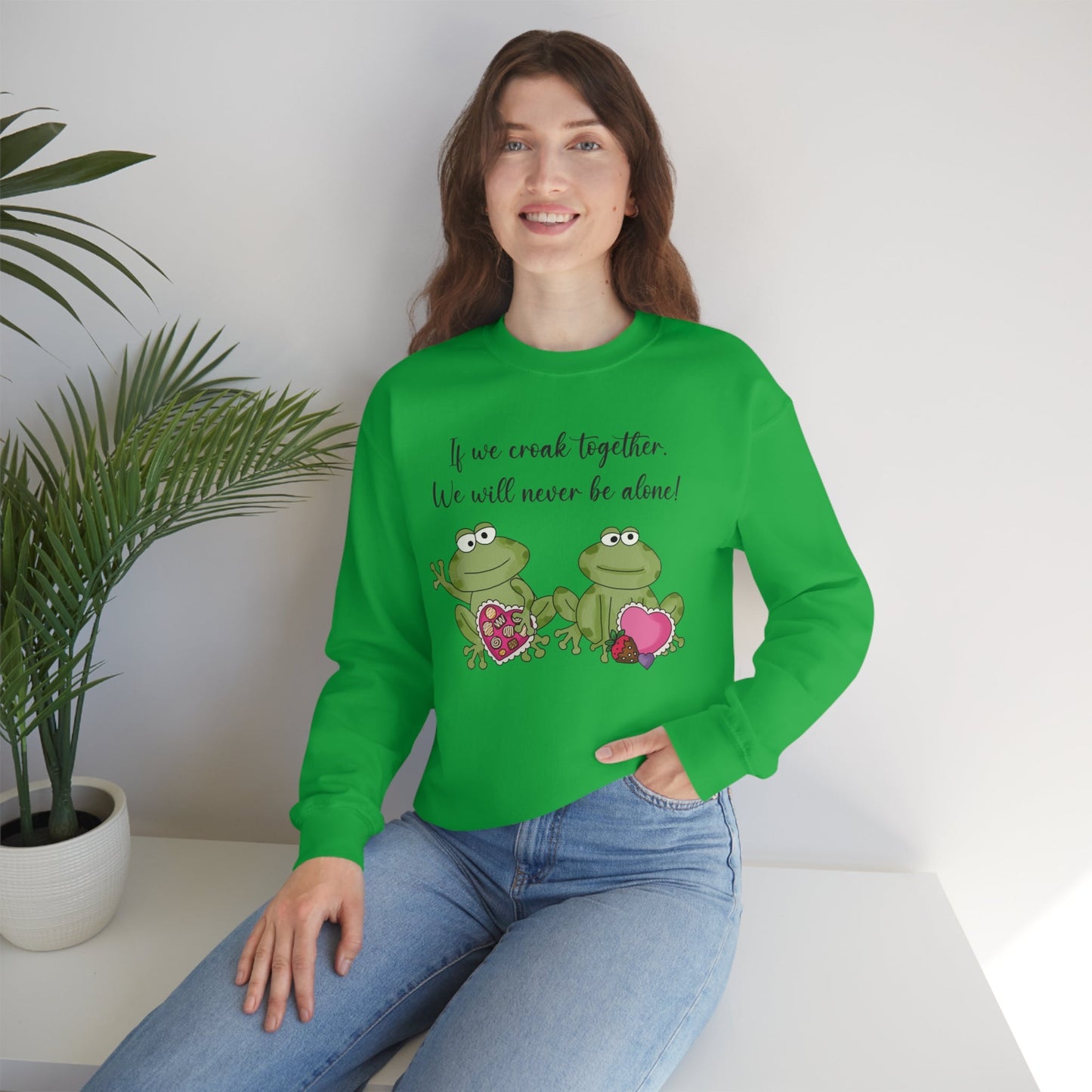 Valentine's Day Croaking Frogs Forever Love Crewneck Sweatshirt Funny Gift for wife Couple Sweatshirt - I Love Heartstrings