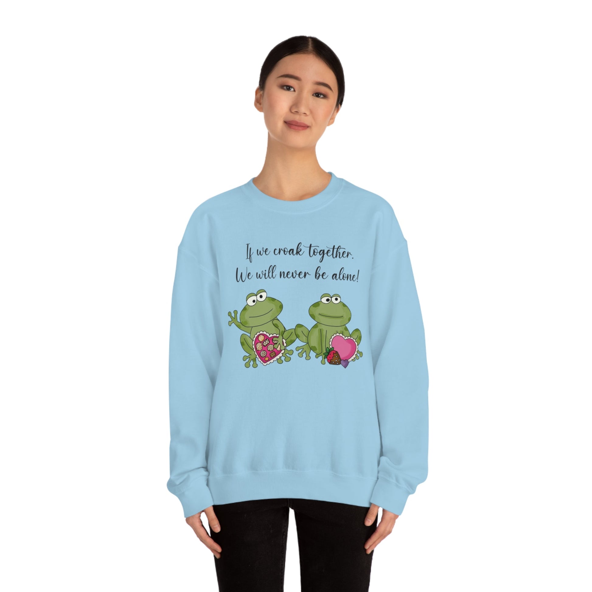 Valentine's Day Croaking Frogs Forever Love Crewneck Sweatshirt Funny Gift for wife Couple Sweatshirt - I Love Heartstrings