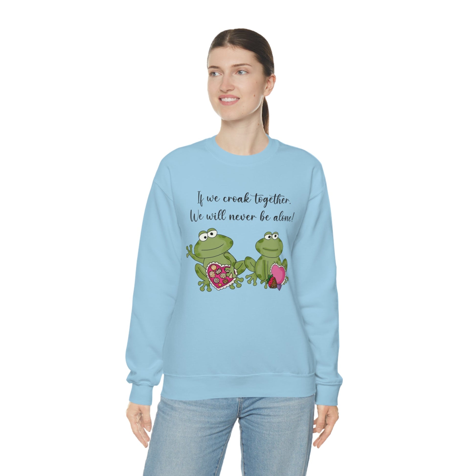 Valentine's Day Croaking Frogs Forever Love Crewneck Sweatshirt Funny Gift for wife Couple Sweatshirt - I Love Heartstrings