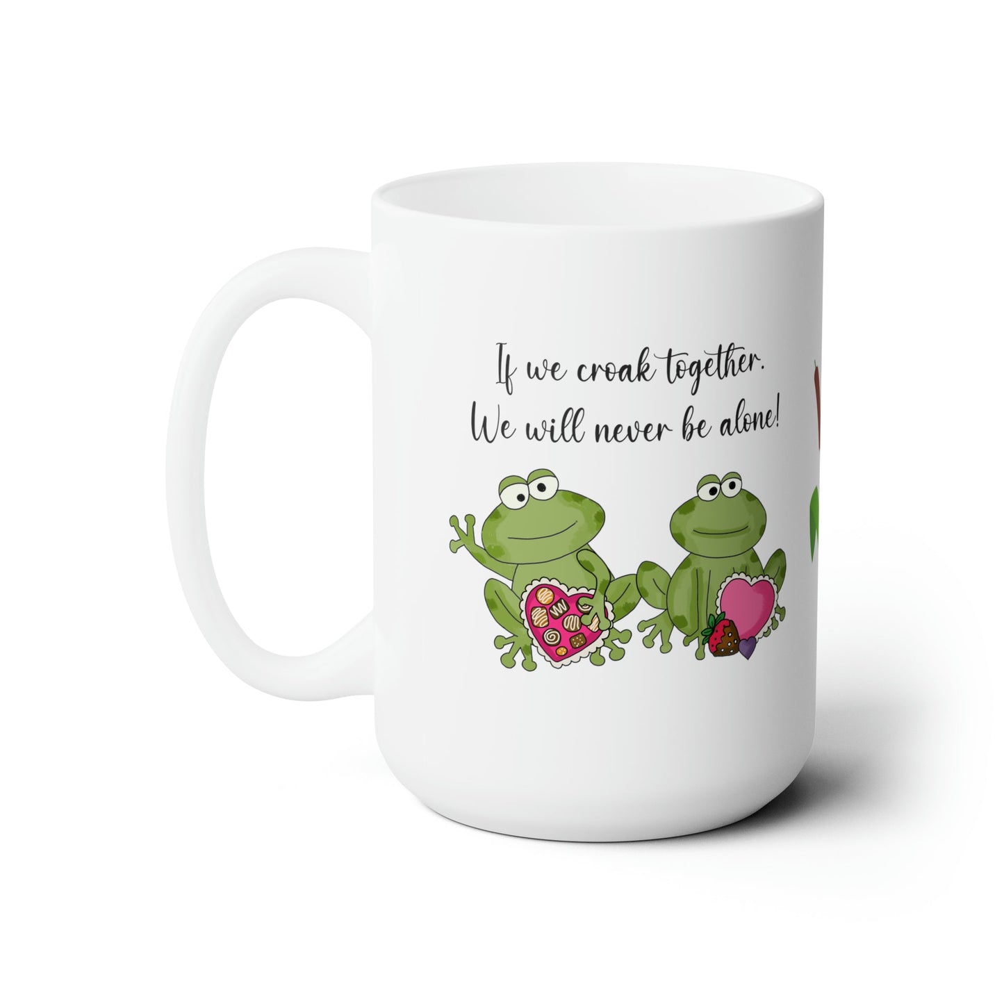 Valentine's Day Croaking Frogs Together Forever Ceramic Mug 15oz Gift - I Love Heartstrings