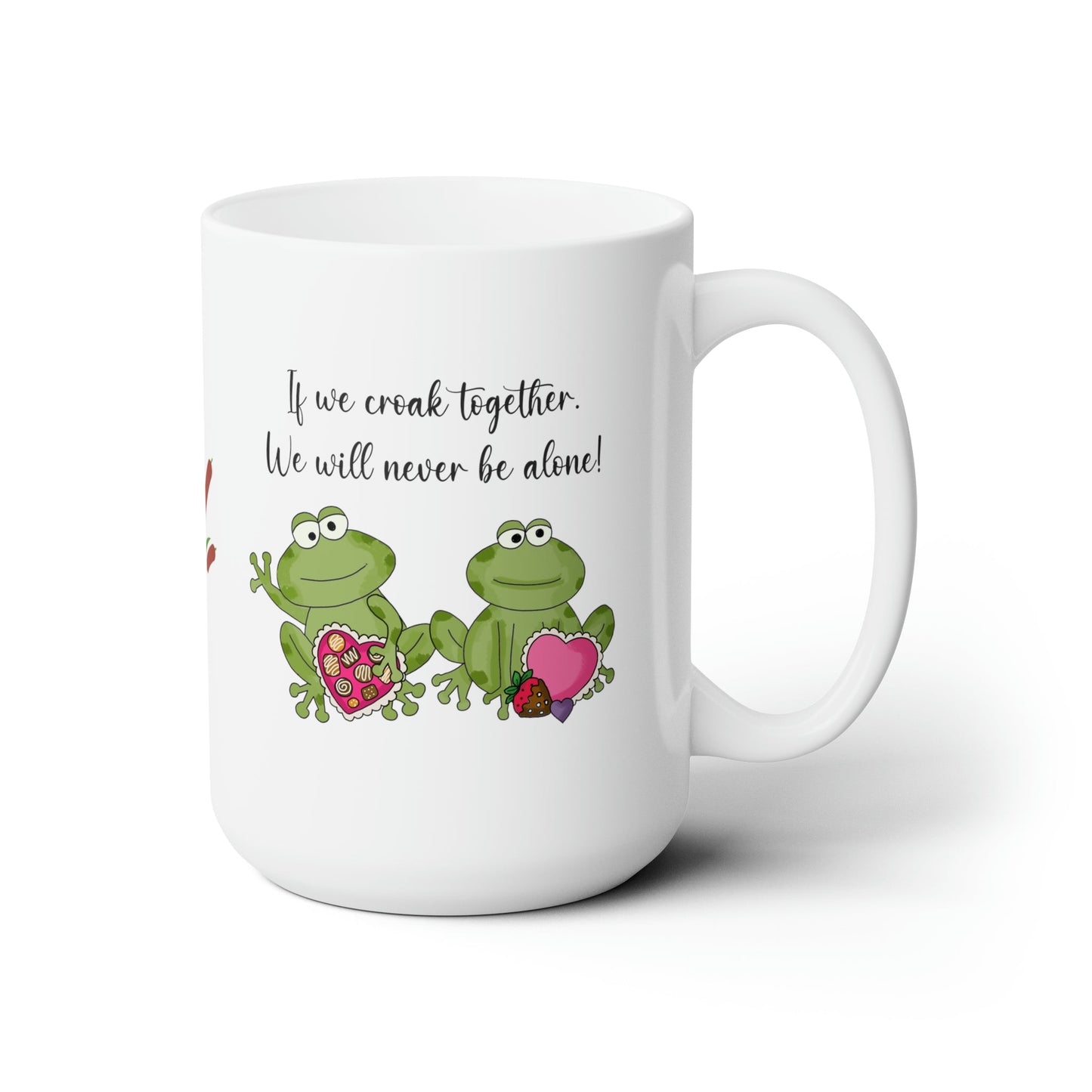 Valentine's Day Croaking Frogs Together Forever Ceramic Mug 15oz Gift - I Love Heartstrings